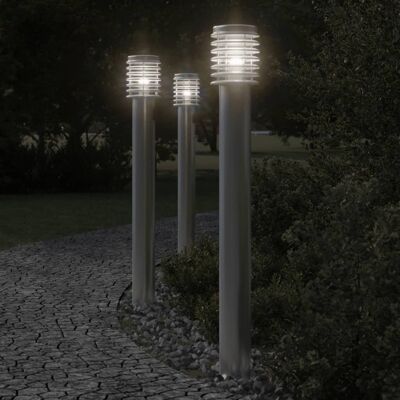 Lámpara de suelo de exterior de acero inoxidable vidaXL con enchufe 110cm Lámpara de suelo de exterior de acero inoxidable vidaXL con enchufe 110cm