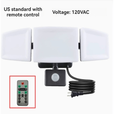 OEM Foco Led Exterior De 35 W, 3 Cabezales, Control Remoto, Detector De Movimiento, Resistente Al Agua Ip65, Blanco, Seguridad OEM Foco Led Exterior De 35 W, 3 Cabezales, Control Remoto, Detector De Movimiento, Resistente Al Agua Ip65, Blanco, Seguridad