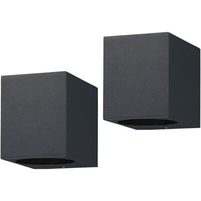 OEM Juego De 2 Apliques De Pared Para Exteriores En Aluminio Gris Antracita, Ip44, Gu10 – Iluminación Para Jardín, Patio, Balcón Y Garaje. OEM Juego De 2 Apliques De Pared Para Exteriores En Aluminio Gris Antracita, Ip44, Gu10 – Iluminación Para Jardín, Patio, Balcón Y Garaje.
