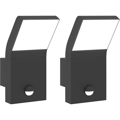HELLOSHOP26 Juego De 2 Apliques Led De Exterior Con Sensor De Movimiento 10 X 15 X 22 Cm Aluminio Negro 020056586 HELLOSHOP26 Juego De 2 Apliques Led De Exterior Con Sensor De Movimiento 10 X 15 X 22 Cm Aluminio Negro 020056586