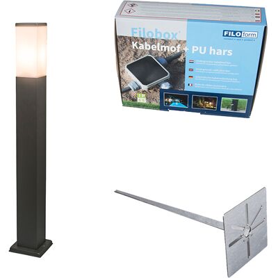Qazqa + Moderno Lámpara De Exterior Antracita 80 Cm Ip44 - Malios Con Piqueta De Tierra Y Prensaestopas Plástico /acero Inoxidable Cuadrada Adecuado Para Led Max. 1 X 60 Watt Qazqa + Moderno Lámpara De Exterior Antracita 80 Cm Ip44 - Malios Con Piqueta De Tierra Y Prensaestopas Plástico /acero Inoxidable Cuadrada Adecuado Para Led Max. 1 X 60 Watt