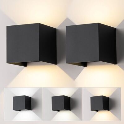 OEM Juego De 2 Apliques Led De Pared Para Interior/exterior, Modernos Apliques Cuadrados De Aluminio Negro, Iluminación Con Haz Ajustable, Resistentes Al Agua Ip65. -crezuo OEM Juego De 2 Apliques Led De Pared Para Interior/exterior, Modernos Apliques Cuadrados De Aluminio Negro, Iluminación Con Haz Ajustable, Resistentes Al Agua Ip65. -crezuo