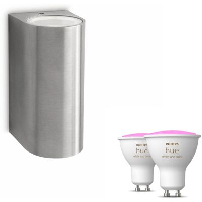 Philips Hue Nightingale Aplique De Pared Exterior Up & Down Gu10 (acero Inoxidable) Luz Blanca Y De Color - White And Color Ambiance Philips Hue Nightingale Aplique De Pared Exterior Up & Down Gu10 (acero Inoxidable) Luz Blanca Y De Color - White And Color Ambiance