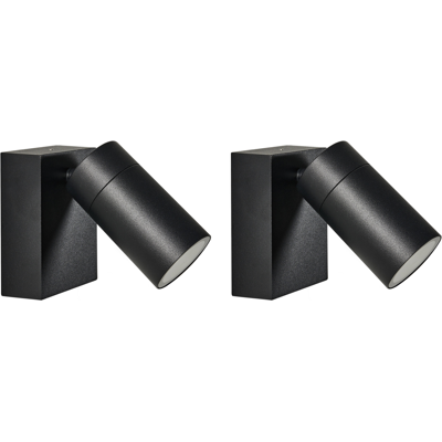 BELIANI Conjunto De 2 Lámparas De Pared Exterior Focos Iluminación Moderna De Aluminio Negro Manor BELIANI Conjunto De 2 Lámparas De Pared Exterior Focos Iluminación Moderna De Aluminio Negro Manor