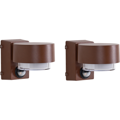 BELIANI Conjunto De 2 Lámparas Led Para Pared De Exterior 10 Cm De Metal Aluminio Moderno Marrón Govia BELIANI Conjunto De 2 Lámparas Led Para Pared De Exterior 10 Cm De Metal Aluminio Moderno Marrón Govia