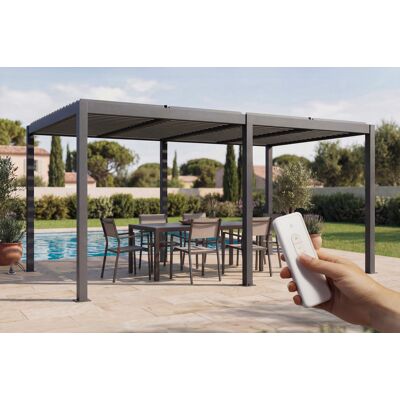 CAZEBOO Pérgola Bioclimática Autoportante Motorizada Agosta 5x3m Con Iluminación Led, 250cm De Altura - Aluminio Gris CAZEBOO Pérgola Bioclimática Autoportante Motorizada Agosta 5x3m Con Iluminación Led, 250cm De Altura - Aluminio Gris