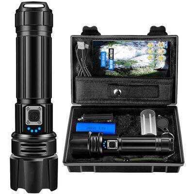 OEM Linterna Led Ultra Potente, 20000 Lúmenes, Recargable, Táctica, Batería De 5000 Mah, Resistente Al Agua Ipx6, 5 Modos Y Zoom. OEM Linterna Led Ultra Potente, 20000 Lúmenes, Recargable, Táctica, Batería De 5000 Mah, Resistente Al Agua Ipx6, 5 Modos Y Zoom.