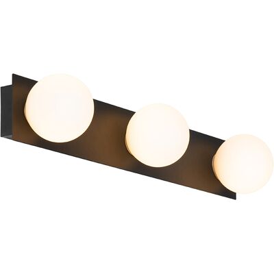 Qazqa Aplique Moderno Negro 48 Cm Ip44 3 Luces - Cederic Qazqa Aplique Moderno Negro 48 Cm Ip44 3 Luces - Cederic