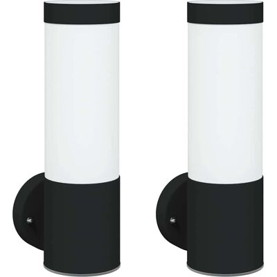HELLOSHOP26 Juego De 2 Apliques De Exterior Modernos 12 X 7 X 27 Cm Iluminación Práctica Diseño Minimalista En Acero Inoxidable Negro 020056484 HELLOSHOP26 Juego De 2 Apliques De Exterior Modernos 12 X 7 X 27 Cm Iluminación Práctica Diseño Minimalista En Acero Inoxidable Negro 020056484