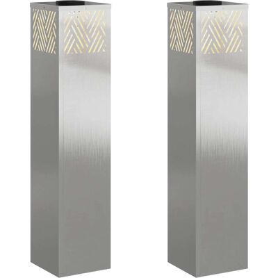 HELLOSHOP26 Lote De 2 Lámparas Solares Led Para Caminos Diseño Moderno Jardín 18 X 18 X 80 Cm De Acero Inoxidable Plateado 020052549 HELLOSHOP26 Lote De 2 Lámparas Solares Led Para Caminos Diseño Moderno Jardín 18 X 18 X 80 Cm De Acero Inoxidable Plateado 020052549