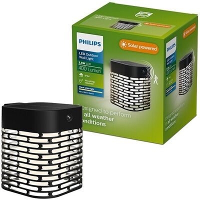 Philips Aplique Solar Led Hara Negro 3,8 W, 400/10 Lm, 2700 K Philips Aplique Solar Led Hara Negro 3,8 W, 400/10 Lm, 2700 K