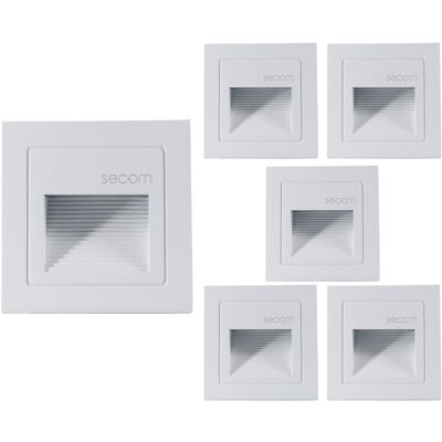 SECOM Pack 6 Apliques De Pared Led Empotrables Cuadrados Trido Mini 2w SECOM Pack 6 Apliques De Pared Led Empotrables Cuadrados Trido Mini 2w