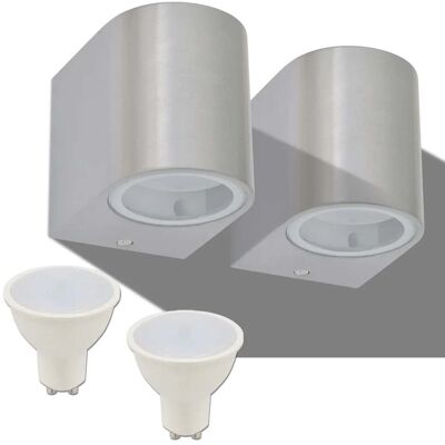 HELLOSHOP26 Lote De 2 Apliques De Pared Led Diseño Moderno 66 X 95 X 80 Mm Iluminación Exterior De Aluminio Plateado 020045866 HELLOSHOP26 Lote De 2 Apliques De Pared Led Diseño Moderno 66 X 95 X 80 Mm Iluminación Exterior De Aluminio Plateado 020045866