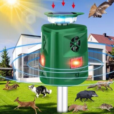 OEM Disuasor Solar Ultrasónico 360°, Impermeable Ip66 Con Sensor De Movimiento, 5 Modos Ajustables, Luz Led Parpadeante Para Ahuyentar Animales OEM Disuasor Solar Ultrasónico 360°, Impermeable Ip66 Con Sensor De Movimiento, 5 Modos Ajustables, Luz Led Parpadeante Para Ahuyentar Animales