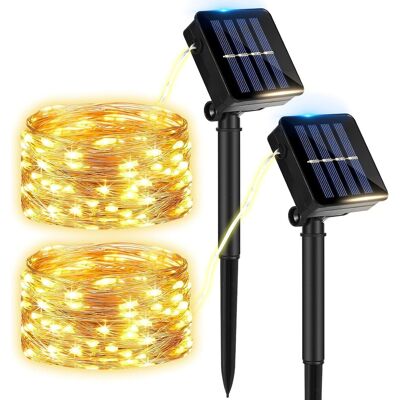 OEM Juego De 2 Guirnaldas De Luces Solares Para Exteriores, 12 M De Largo, 100 Led, 8 Modos, Cable De Cobre Impermeable, Ideales Para Árbol De Navidad, Jardín O Balcón (luz Cálida). OEM Juego De 2 Guirnaldas De Luces Solares Para Exteriores, 12 M De Largo, 100 Led, 8 Modos, Cable De Cobre Impermeable, Ideales Para Árbol De Navidad, Jardín O Balcón (luz Cálida).