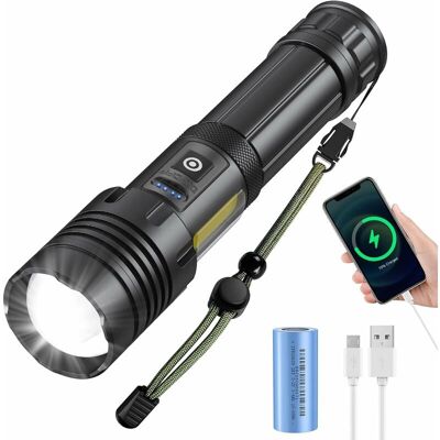 OEM Linterna Led Recargable Súper Potente, 2000 Lúmenes, Con Batería (incluida), Luz Táctica Con Zoom A Prueba De Agua, Para Acampar, Viajar, Iluminación Temporal OEM Linterna Led Recargable Súper Potente, 2000 Lúmenes, Con Batería (incluida), Luz Táctica Con Zoom A Prueba De Agua, Para Acampar, Viajar, Iluminación Temporal