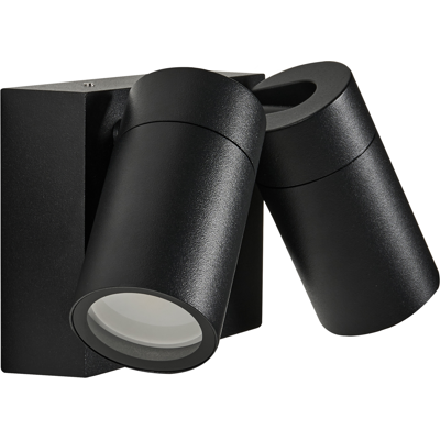 BELIANI Lámpara De Pared Exterior Estilo Moderno Con 2 Focos De Aluminio Negro Holms BELIANI Lámpara De Pared Exterior Estilo Moderno Con 2 Focos De Aluminio Negro Holms