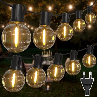 RAPANDA Guirnalda De Luces Para Exterior De 30 M Con 50+2 Bombillas Led G40, Ip45 Resistente Al Agua, Luz Blanca Cálida Para Patio, Bodas Y Navidad. RAPANDA Guirnalda De Luces Para Exterior De 30 M Con 50+2 Bombillas Led G40, Ip45 Resistente Al Agua, Luz Blanca Cálida Para Patio, Bodas Y Navidad.