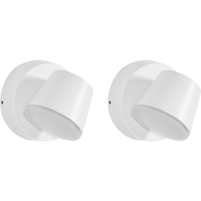 BELIANI Conjunto De 2 Lámparas Led Para Pared De Exterior De Metal Aluminio Moderno Blanco Salas BELIANI Conjunto De 2 Lámparas Led Para Pared De Exterior De Metal Aluminio Moderno Blanco Salas