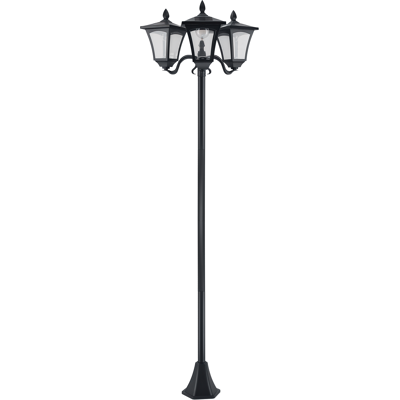 JHY DESIGN Farol Solar Con 3 Luces, Poste De Acero Inoxidable, 120 Led, Negro. JHY DESIGN Farol Solar Con 3 Luces, Poste De Acero Inoxidable, 120 Led, Negro.