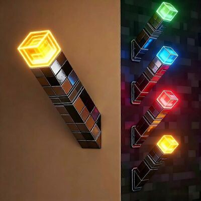 OLOEY Linterna Led Pixel De Luz Nocturna, Recargable, De 4 Colores, De Doble Uso (de Mano Y De Pared), Diseño Cúbico Retro Para Iluminación Ambiental De Habitaciones. OLOEY Linterna Led Pixel De Luz Nocturna, Recargable, De 4 Colores, De Doble Uso (de Mano Y De Pared), Diseño Cúbico Retro Para Iluminación Ambiental De Habitaciones.