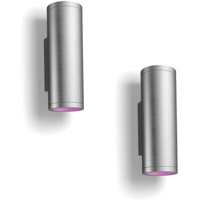 Philips Hue Appear Aplique De Pared Exterior Up & Down (acero Inoxidable) - 2 Unidades Luz Blanca Y De Color - White And Color Ambiance Philips Hue Appear Aplique De Pared Exterior Up & Down (acero Inoxidable) - 2 Unidades Luz Blanca Y De Color - White And Color Ambiance