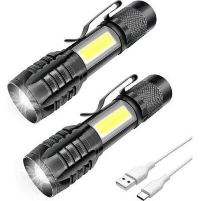 SIOKS Paquete De 2 Linternas Led Recargables De Calidad Profesional, Potentes, Con 3 Modos De Zoom, Led Cob De Bolsillo Compacto Con Imán, Resistentes Al Agua Ip5 Para Uso Militar, Camping Y Senderismo, 100 SIOKS Paquete De 2 Linternas Led Recargables De Calidad Profesional, Potentes, Con 3 Modos De Zoom, Led Cob De Bolsillo Compacto Con Imán, Resistentes Al Agua Ip5 Para Uso Militar, Camping Y Senderismo, 100