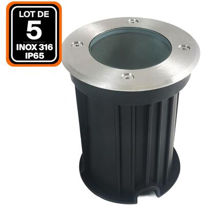 Europalamp - Lote De 5 Focos Empotrables De Suelo Redondos Acero Inoxidable 316 Exterior Ip65 Gu10 Europalamp - Lote De 5 Focos Empotrables De Suelo Redondos Acero Inoxidable 316 Exterior Ip65 Gu10