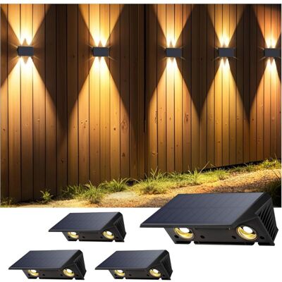 OEM Lámpara Solar De Pared Para Exteriores Crezuo, Luz Blanca Cálida, 1500 Mah, Resistente Al Agua Ip67, 4 Unidades, Para Valla De Jardín.-crezuo OEM Lámpara Solar De Pared Para Exteriores Crezuo, Luz Blanca Cálida, 1500 Mah, Resistente Al Agua Ip67, 4 Unidades, Para Valla De Jardín.-crezuo
