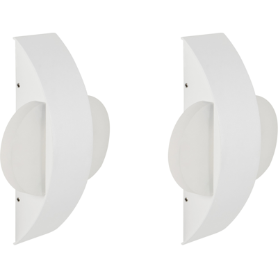BELIANI Conjunto De 2 Lámparas Led De Pared Exterior Redondas Decorativas Iluminación Moderna De Aluminio Blanco Lossie BELIANI Conjunto De 2 Lámparas Led De Pared Exterior Redondas Decorativas Iluminación Moderna De Aluminio Blanco Lossie