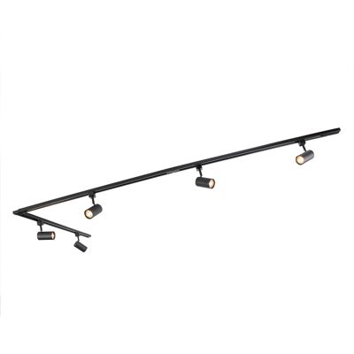 Sistema de riel moderno Qazqa con 5 focos - Iluminación negra Sistema de riel moderno Qazqa con 5 focos - Iluminación negra