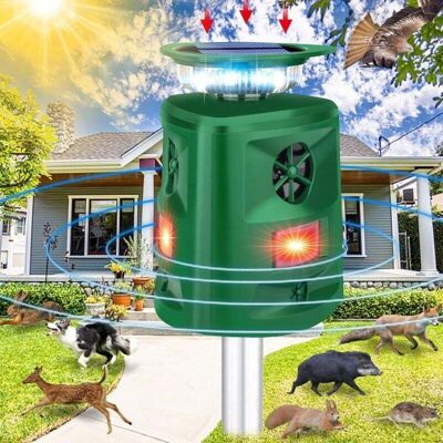 OEM Repelente Ultrasónico Con Detector De Movimiento De 360° Alimentado Por Energía Solar Para Animales De Exterior, Perros, Zorros Y Ciervos. OEM Repelente Ultrasónico Con Detector De Movimiento De 360° Alimentado Por Energía Solar Para Animales De Exterior, Perros, Zorros Y Ciervos.