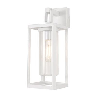 Mantra Aplique Exterior Clásico Tipo Farol Blanco Alps, Con Cilindro De Cristal Transparente E27 Ip65 Mantra Aplique Exterior Clásico Tipo Farol Blanco Alps, Con Cilindro De Cristal Transparente E27 Ip65