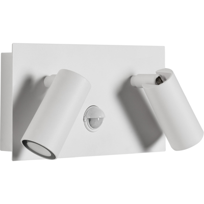 BELIANI Lámpara Led De Pared Exterior Estilo Moderno Con 2 Focos Sensor De Movimiento De Aluminio Blanco Cassley BELIANI Lámpara Led De Pared Exterior Estilo Moderno Con 2 Focos Sensor De Movimiento De Aluminio Blanco Cassley