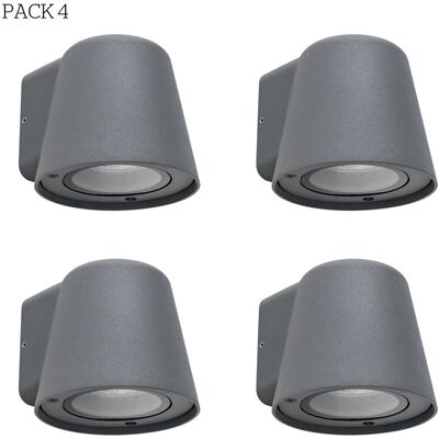 Aplique de Pared Negro - 4 GU10 IP44 para Exteriores Moderno Aplique de Pared Negro - 4 GU10 IP44 para Exteriores Moderno