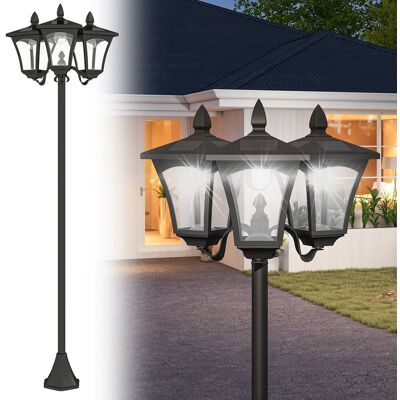 JHY DESIGN Lámpara Solar De Jardín De 3 Led, Clásica Lámpara De Pie Para Exteriores, Ip44, 51,5 X 47 X 182,5 Cm JHY DESIGN Lámpara Solar De Jardín De 3 Led, Clásica Lámpara De Pie Para Exteriores, Ip44, 51,5 X 47 X 182,5 Cm