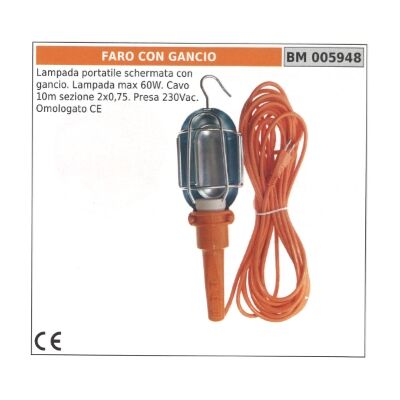NEWGARDEN Lámpara Portátil Apantallada De 60w Con Gancho - Cable De 10m - Toma 230vac 005948 NEWGARDEN Lámpara Portátil Apantallada De 60w Con Gancho - Cable De 10m - Toma 230vac 005948