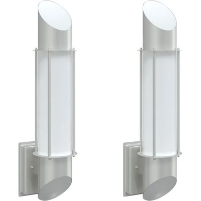 HELLOSHOP26 Juego De 2 Apliques De Exterior Ip44 10,5 X 14 X 48 Cm Iluminación De Jardín De Diseño Moderno En Acero Inoxidable Plateado 020056605 HELLOSHOP26 Juego De 2 Apliques De Exterior Ip44 10,5 X 14 X 48 Cm Iluminación De Jardín De Diseño Moderno En Acero Inoxidable Plateado 020056605