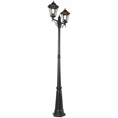Clásico/antiguo Farol Exterior Negro 220 Cm 2-luces Ip44 - Havana Vidrio /aluminio Alargada Adecuado Para Led Max. 2 X 60 Watt - Qazqa Clásico/antiguo Farol Exterior Negro 220 Cm 2-luces Ip44 - Havana Vidrio /aluminio Alargada Adecuado Para Led Max. 2 X 60 Watt - Qazqa