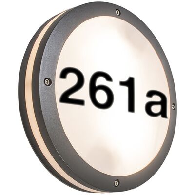 Moderno Lámpara De Pared Exterior Antracita Con Número De Casa Ip54 - Glow Aluminio /plástico Redonda Adecuado Para Led Max. 2 X 18 Watt - Qazqa Moderno Lámpara De Pared Exterior Antracita Con Número De Casa Ip54 - Glow Aluminio /plástico Redonda Adecuado Para Led Max. 2 X 18 Watt - Qazqa