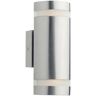 Dar Lighting - dar wessex - Up Down Lighters Cilindro de acero inoxidable Aplique led IP44, 2x led