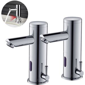 Auralum - 2 Piezas Grifos Con Sensor Automático Electrónico, Mezclador Grifo De Lavabo Con Sensor Para Agua Caliente Y Fría Para Baño - Altura Total De 182mm Auralum - 2 Piezas Grifos Con Sensor Automático Electrónico, Mezclador Grifo De Lavabo Con Sensor Para Agua Caliente Y Fría Para Baño - Altura Total De 182mm