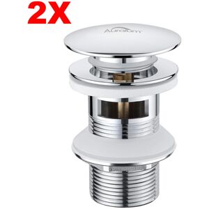 Auralum - 2pcs Tapones De Desagüe Con Rebosadero Lavabo Válvula Pop-up Válvula Desagüe Universal Click-clack Cromado Auralum - 2pcs Tapones De Desagüe Con Rebosadero Lavabo Válvula Pop-up Válvula Desagüe Universal Click-clack Cromado