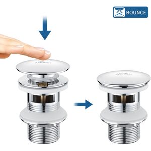 Auralum Desagüe Válvula Para Lavabo Con Rebosadero, Tapón Universal G1 1/4“ Con Clic-clack, Tapones De Desagüe En Latón Croma Auralum Desagüe Válvula Para Lavabo Con Rebosadero, Tapón Universal G1 1/4“ Con Clic-clack, Tapones De Desagüe En Latón Croma