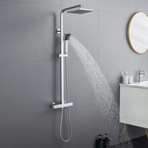 Auralum - Columna Ducha Con Termostática Cromo, Termostatico Conjunto De Ducha Con Ducha De Lluvia Cuadrado 20cm Y Teleducha, Altura Regulable 92,5-125 Cm Después De La Instalación Auralum - Columna Ducha Con Termostática Cromo, Termostatico Conjunto De Ducha Con Ducha De Lluvia Cuadrado 20cm Y Teleducha, Altura Regulable 92,5-125 Cm Después De La Instalación