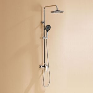 Auralum - Columna De Ducha Con Mezclador De Latón, Conjunto De Ducha Con Ducha De Lluvia Redondo Y Teleducha De 3 Funciones, Altura Ajustable En 103-139cm, Cromado Auralum - Columna De Ducha Con Mezclador De Latón, Conjunto De Ducha Con Ducha De Lluvia Redondo Y Teleducha De 3 Funciones, Altura Ajustable En 103-139cm, Cromado