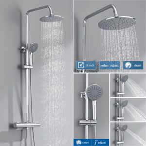 AURALUM Columna de Ducha Termostática 2 Funciones Ducha de Lluvia y Mano - Altura Ajustable AURALUM Columna de Ducha Termostática 2 Funciones Ducha de Lluvia y Mano - Altura Ajustable