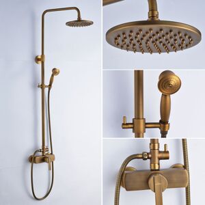 Grifo Conjunto De Ducha Con Mezclador, Columna De Ducha En Cepillado Latón Con Lluvia De Ducha Y Ducha De Mano, Barra De Ducha Regulable En Altura 91-126 Cm - Auralum Grifo Conjunto De Ducha Con Mezclador, Columna De Ducha En Cepillado Latón Con Lluvia De Ducha Y Ducha De Mano, Barra De Ducha Regulable En Altura 91-126 Cm - Auralum