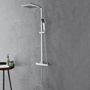 Auralum - Termostática Columna De Ducha, Conjunto De Ducha Con Termostática Mezclador En Latón, Sistema De Ducha Con Rociadores De Ducha Y Teleducha, Altura Ajustable 92,5-125cm Auralum - Termostática Columna De Ducha, Conjunto De Ducha Con Termostática Mezclador En Latón, Sistema De Ducha Con Rociadores De Ducha Y Teleducha, Altura Ajustable 92,5-125cm