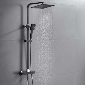 AURALUM Columna De Ducha Termostática Negra, Juego De Ducha De Altura Ajustable, Juego De Ducha Negro Con Mezclador, Sistema De Ducha De Lluvia Para Baño AURALUM Columna De Ducha Termostática Negra, Juego De Ducha De Altura Ajustable, Juego De Ducha Negro Con Mezclador, Sistema De Ducha De Lluvia Para Baño